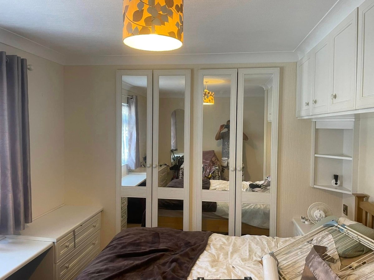 bedroom cream painted walls mirrored wardrobes newport orchid decor