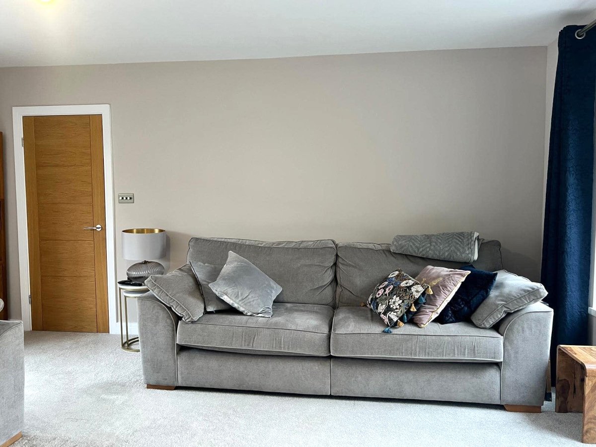 living room grey painted walls grey sofa oak door newport orchid decor