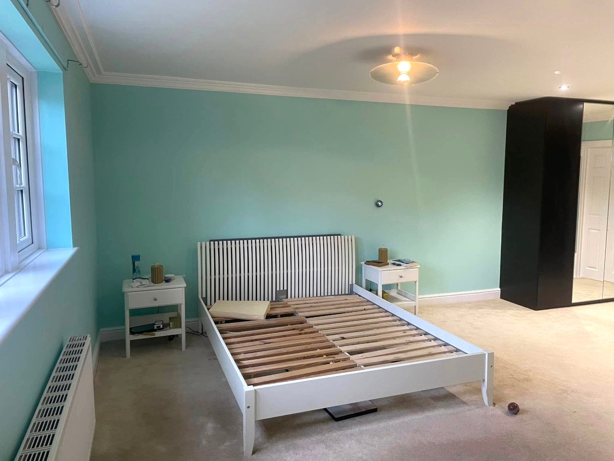 master-bedroom-aqua-painted-walls-bed-frame-wardrobe-newport-orchid-decor master bedroom aqua painted walls bed frame wardrobe newport orchid decor