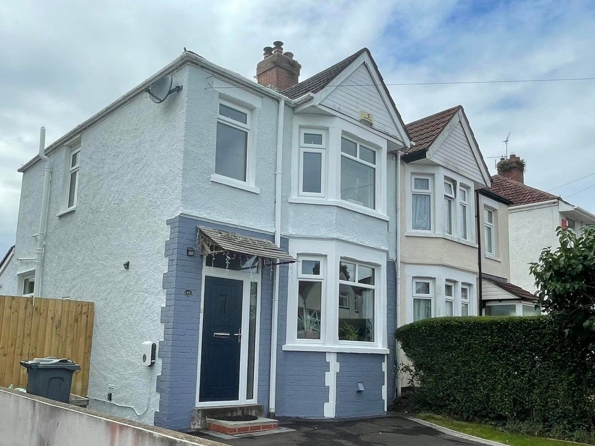 newport-terraced-home-exterior-painted-blue-orchid-decor newport terraced home exterior painted blue orchid decor