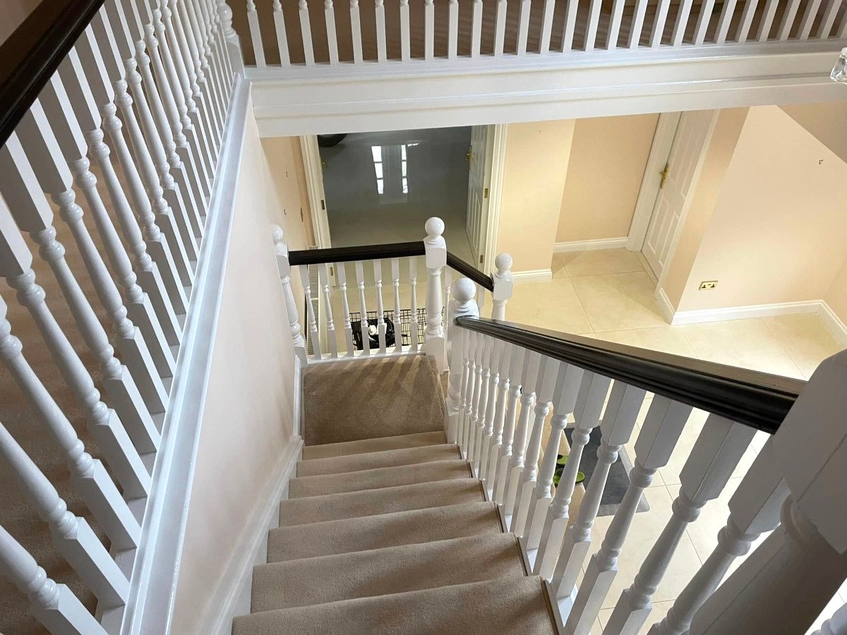 staircase-cream-painted-walls-grand-staircase-landing-newport-orchid-decor staircase cream painted walls grand staircase landing newport orchid decor